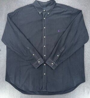 Polo Ralph Lauren Black Oxford Shirt Mens 2XB big tall Button Down Long Sleeve